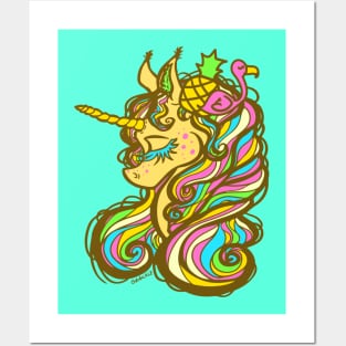 Summer Pineapple Unicorn Posters and Art